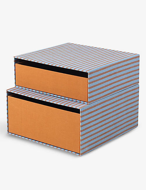 BROSTE: Cecelia stripe-pattern woven box 15cm x 32cm
