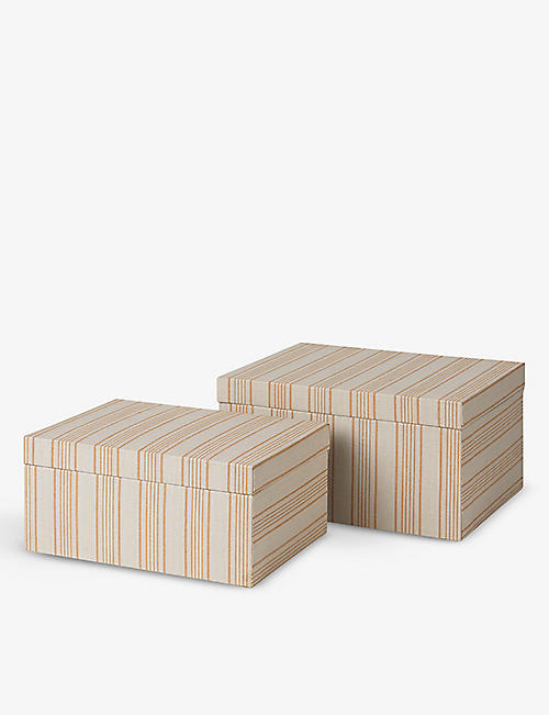 BROSTE: Cleo stripe-pattern fabric-covered box set of two