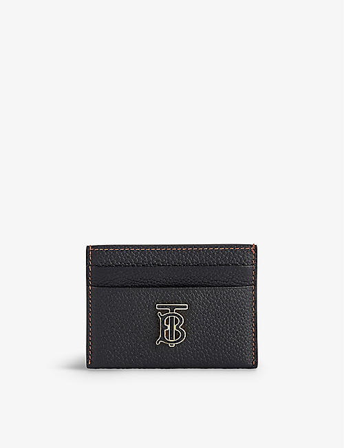 BURBERRY: Brand-plaque leather card holder