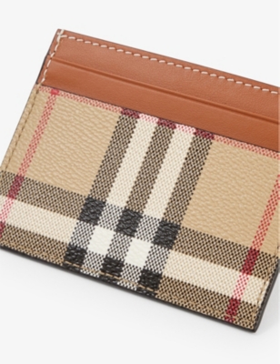 Shop Burberry Archive Beige Check-print Faux-leather Card Holder