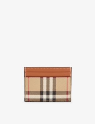 BURBERRY: Check-print faux-leather card holder
