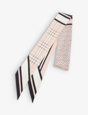 BURBERRY Skinny checkprint silktwill scarf