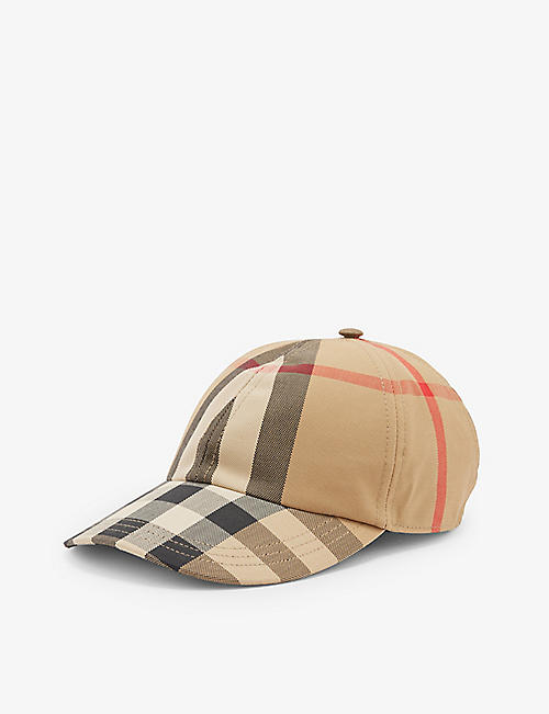 BURBERRY: Check-print panelled cotton-twill baseball cap