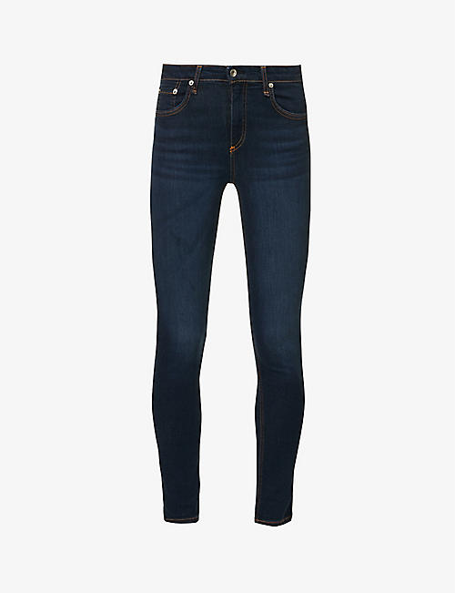 RAG & BONE: Cate brand-embroidered skinny-fit mid-rise stretch-denim jeans