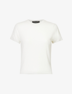 Rag & Bone Luca Cropped Ribbed Stretch-woven T-shirt In White