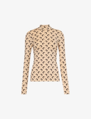 Marine Serre Moon Print Second Skin Top In Cream