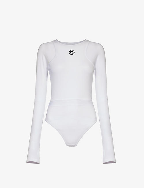 MARINE SERRE: Embroidered-moon organic-cotton stretch-jersey bodysuit
