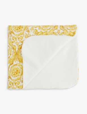 VERSACE - Baroque-print logo-embroidered stretch cotton-jersey blanket ...