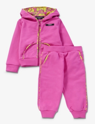 VERSACE: Baroque-trim brand-patch cotton-jersey tracksuit 12-36 months