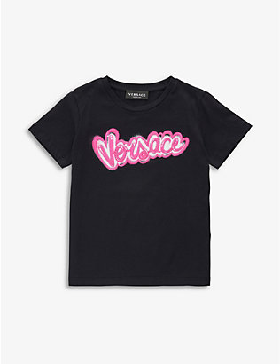 VERSACE: Logo-print cotton-jersey T-shirt