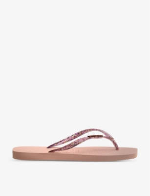 Havaianas Womens Ballet Rose Glitter Square-toe Rubber Flip-flops