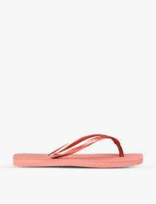 Shop Havaianas Women's Crocus Rose Slim Square-toe Rubber Flip Flops In Pink