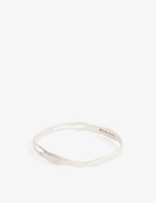 OCTI: Globe engraved recycled 925 sterling-silver bracelet