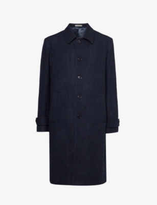 CORNELIANI - Herringbone single-breasted wool and cashmere-blend coat ...