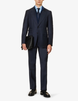 Corneliani Mens Blue Spread-collar Regular-fit Cotton-jersey Shirt In Blue