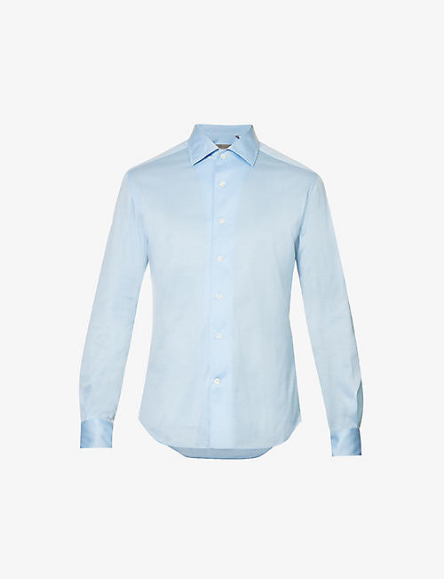 CORNELIANI: Spread-collar regular-fit cotton-jersey shirt