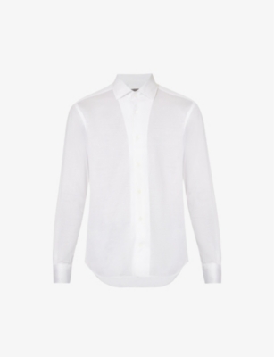 Corneliani Mens White Spread-collar Regular-fit Cotton-jersey Shirt