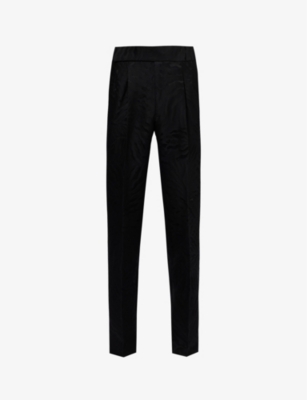 BALLY PRESSED-CREASE TAPERED-LEG REGULAR-FIT COTTON AND WOOL-BLEND TROUSERS