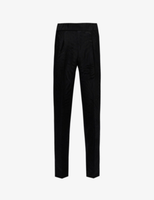 Bally Pressed-crease Tapered-leg Regular-fit Cotton And Wool-blend Trousers In Black