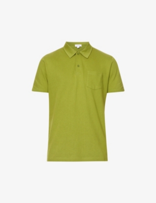 Sunspel Mens Country Green Riviera Regular-fit Cotton-piqué Polo Shirt