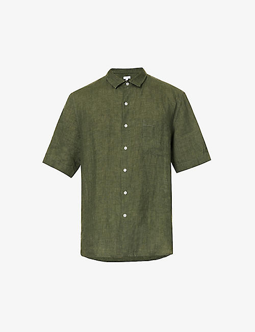 SUNSPEL: Box-pleat regular-fit linen shirt