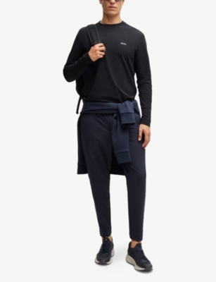 BOSS: Brand-print long-sleeve cotton-jersey T-shirt
