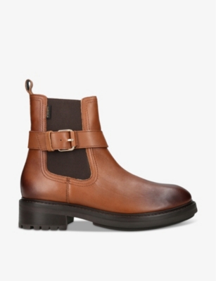Carvela Comfort Margot Buckle-embellished Leather Ankle Boots In Tan
