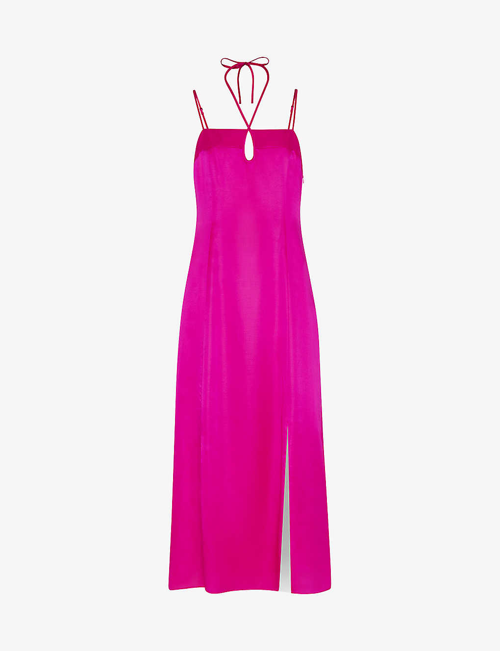 Whistles Womens Pink Cut-out Halterneck Satin Midi Dress