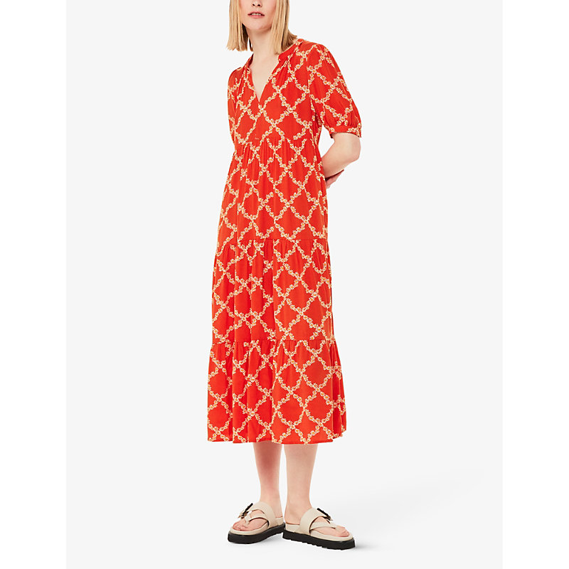 Shop Whistles Women's Multi-coloured Daisy Floral-print Checked Woven Midi Dress