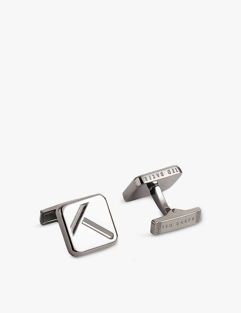 Ted Baker Klassik Logo-engraved Brass-blend Cufflinks And Tie Clip Set In Blk-gunmtl