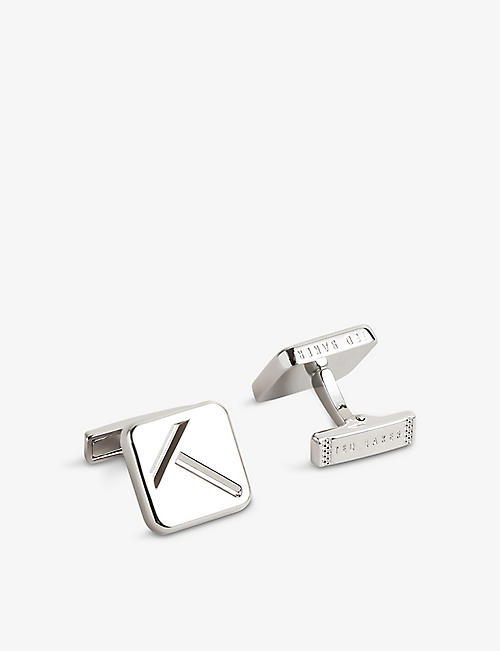 TED BAKER: Klassik logo-engraved brass-blend cufflinks and tie clip set