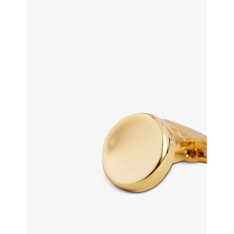 Shop Ted Baker Mens Gold-col Curve Brand-engraved Brass-blend Cufflinks