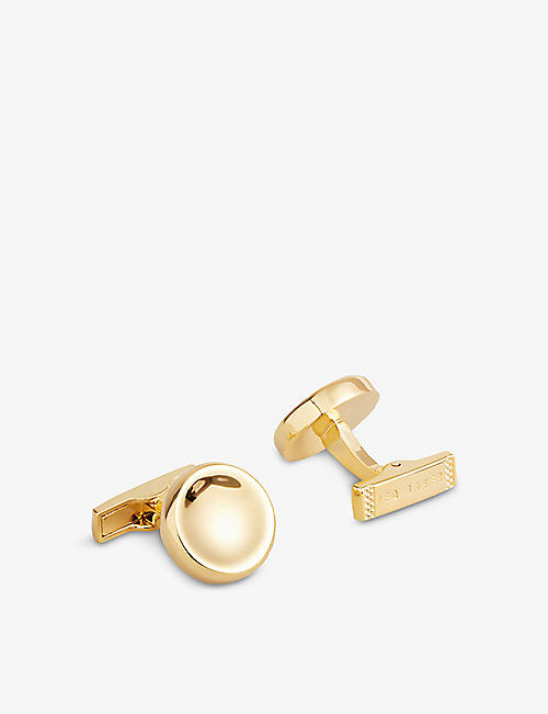 TED BAKER: Curve brand-engraved brass-blend cufflinks