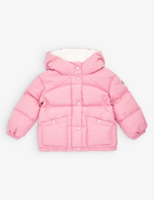 MONCLER MONCLER MEDIUM PINK EBRE LOGO-EMBROIDERED SHELL-DOWN JACKET 3 MONTHS-3 YEARS,67943532