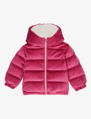 MONCLER: Daos brand-patch stretch-velour down jacket 12 months - 3 years