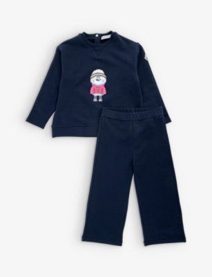 MONCLER: Logo-print stretch-cotton two-piece set 9 months-3 years