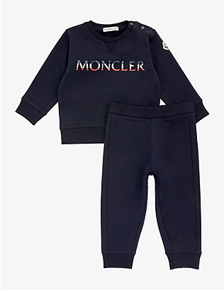MONCLER：徽标印花圆领弹力棉运动服 3个月- 3 岁
