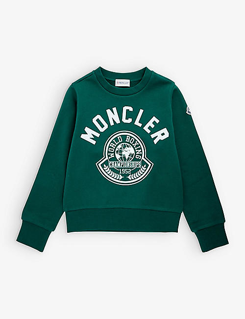 MONCLER: Logo-print cotton-jersey sweatshirt 8-14 years