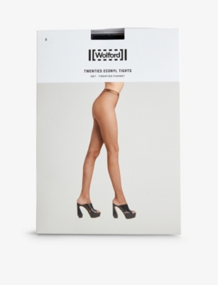Wolford Twenties Micro-net Tights In Brown