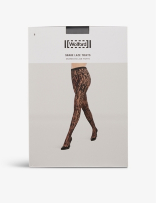 WOLFORD Snakeskin lace pattern stretch lace tights Selfridges