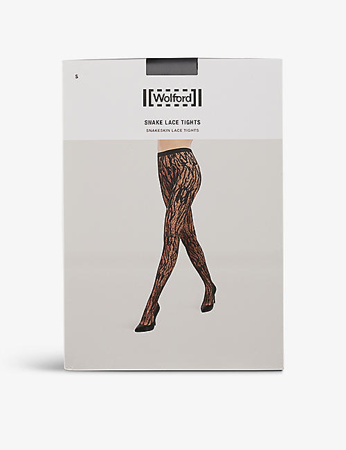 WOLFORD: Snakeskin lace-pattern stretch-lace tights