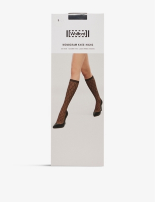 WOLFORD Monogram stretch woven knee high tights Selfridges