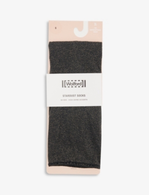 WOLFORD Stardust glitter speckle ankle rise stretch woven socks