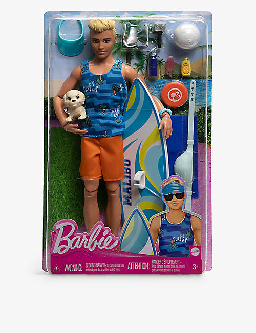 BARBIE: Ken surfing beach day doll set