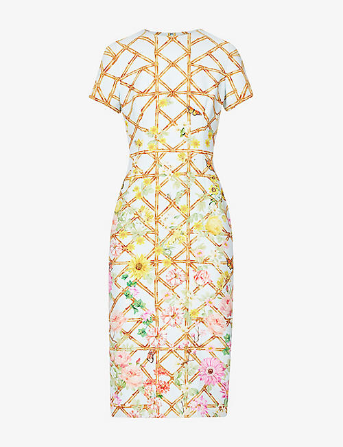 MARY KATRANTZOU: Naomi graphic-print stretch-woven midi dress
