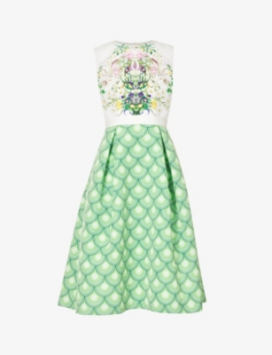 MARY KATRANTZOU: Hepburn geometric-pattern regular-fit woven midi dress