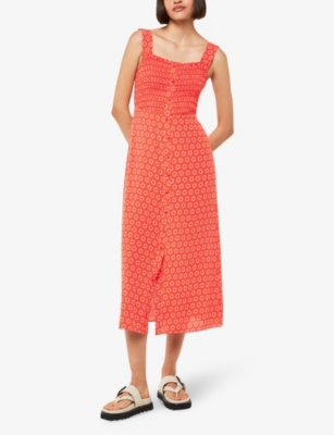 Whistles Womens Multi-coloured Macie Floral-print Woven Midi Dress In Multi-coloured