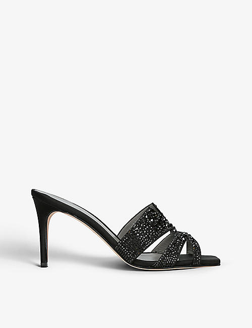 GINA: Opera crystal-embellished leather heeled sandals