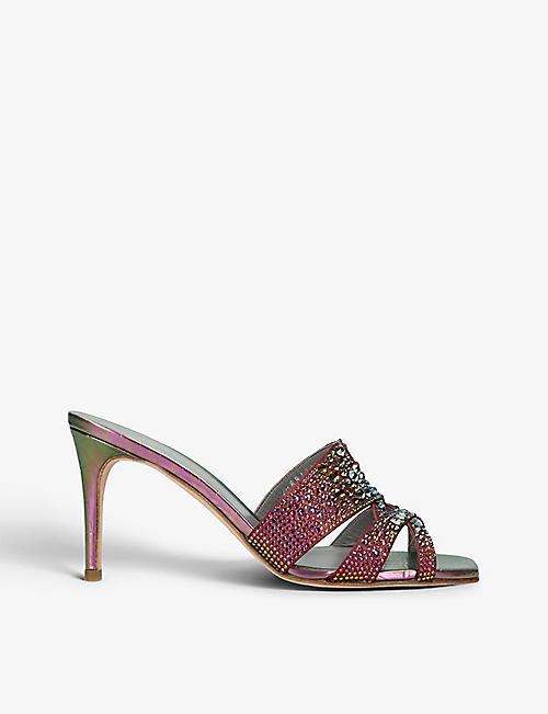 GINA: Opera crystal-embellished leather heeled sandals