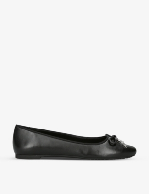 MICHAEL MICHAEL KORS: Nori beaded bow-embellished leather ballet flats